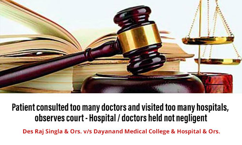 Patient consulted too many doctors and visited too many hospitals, observes court - Hospital / doctors held not negligent 